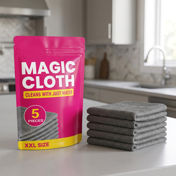 Extra Large Microfiber Magic Cleaning Cloth Pack With Reusable Pouch