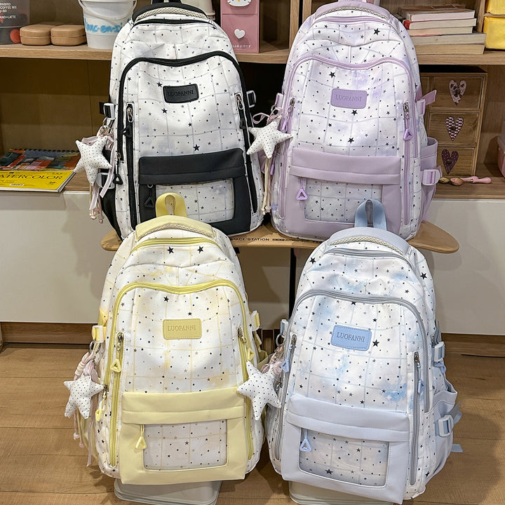 Star-Patterned Multi-Compartment Backpack Bowlift