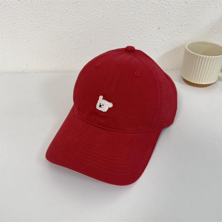 Women's Cute Embroidered Bear Cap Bowlift