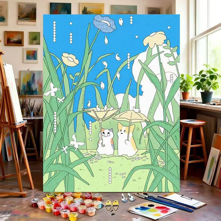 Whimsical Nature-Themed Paint by Numbers Canvas Art Bowlift