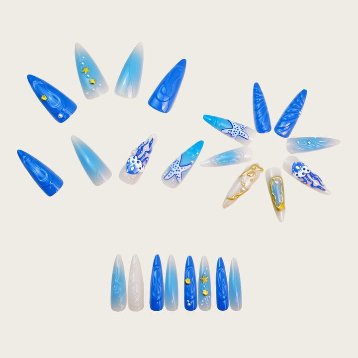Artificial nails with exotic sea design Bowlift