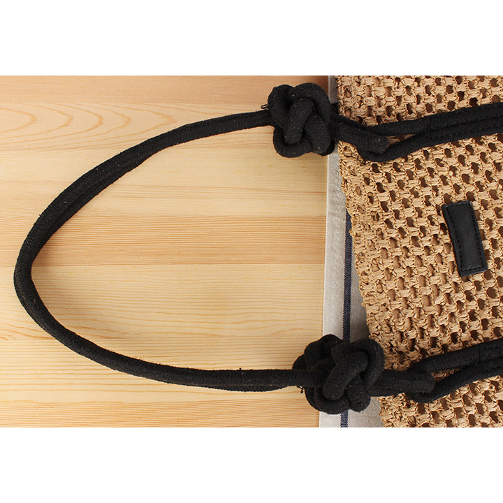 Trendy Bast tote bag with decorative faux leather straps Bowlift