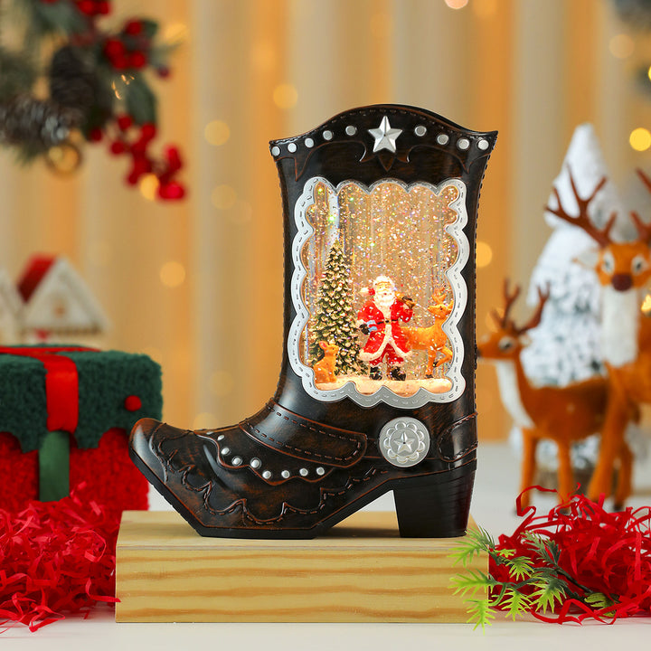 Decorative Snow Globe Boot Ornament Bowlift