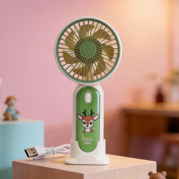 Women's Portable Mini Fan with Cute Animal Design and USB Charging Function Bowlift