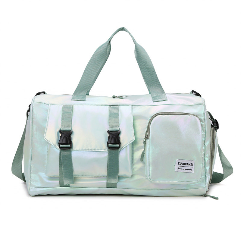 Fashionable travel bag with holographic surface and practical compartments Bowlift