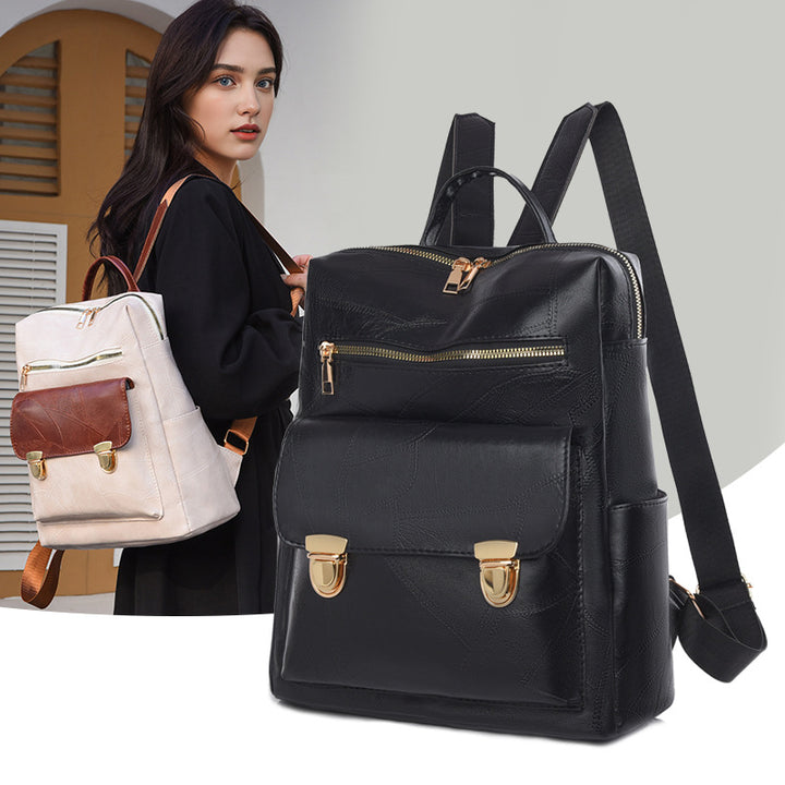 Stylish Leather Backpack Bowlift