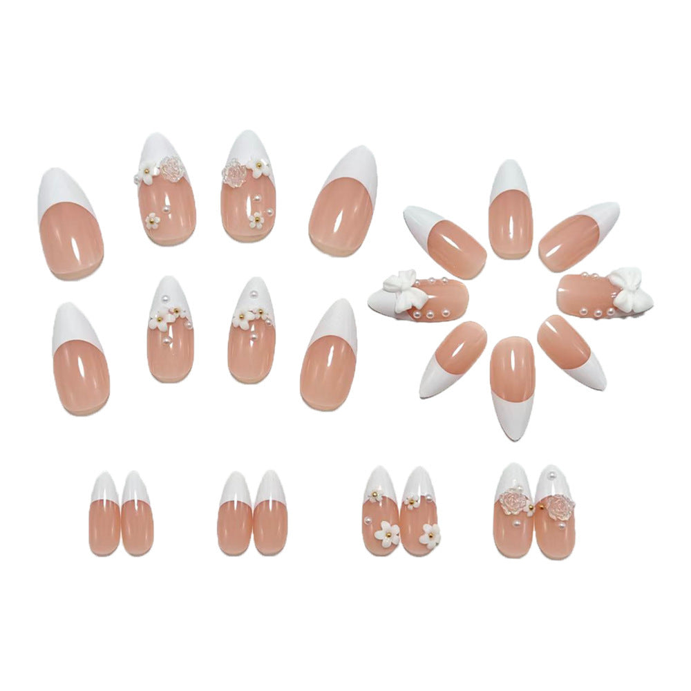 Artificial nail set with floral and glamorous accents Bowlift