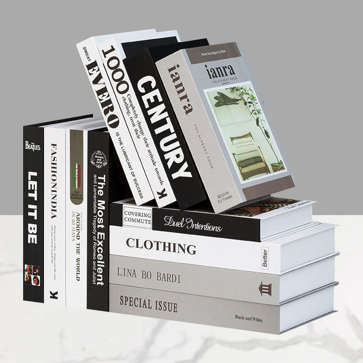 Decorative faux book storage box set for bookshelf styling Bowlift