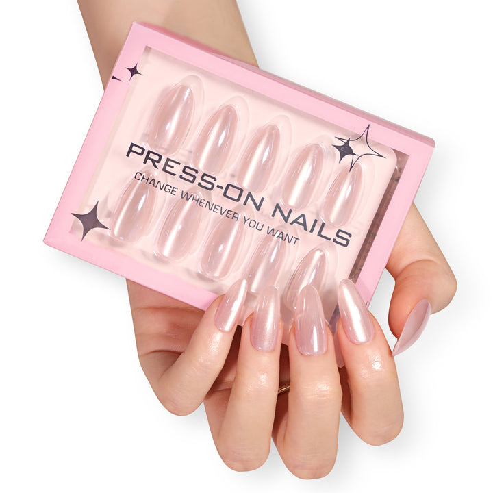 Artificial Press-On Nails with Elegant Tip Accent Bowlift