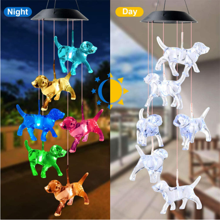 LED Solar Butterfly Wind Chime Garden Hanging Light Bowlift