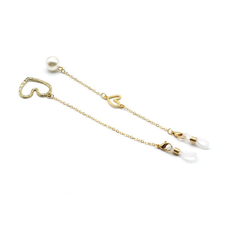 Heart-Shaped Pearl Accent Eyewear Chain Bowlift
