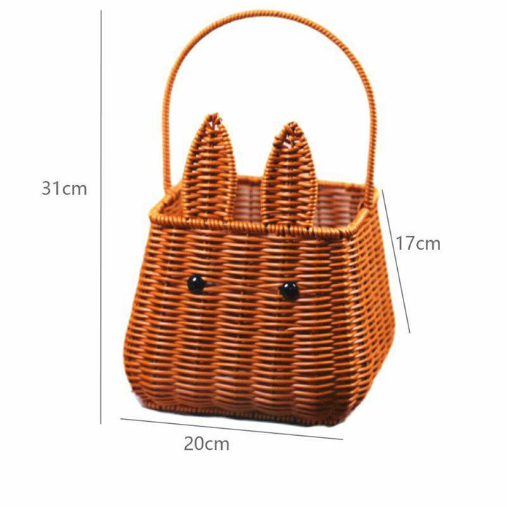 Whimsical Rabbit-Shaped Woven Basket Bowlift