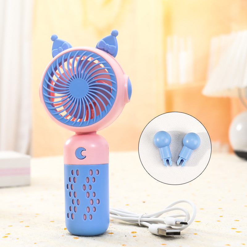 Women's portable USB hand fan with cat ears, rechargeable mini desktop fan, quiet travel fan with removable ear attachments Bowlift
