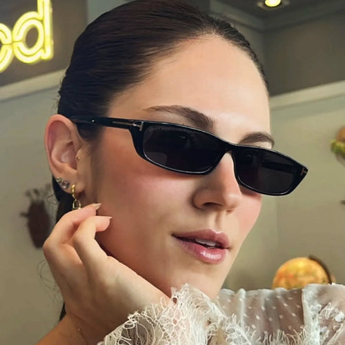 Women's fashionable sunglasses with narrow frame and brown lenses Bowlift