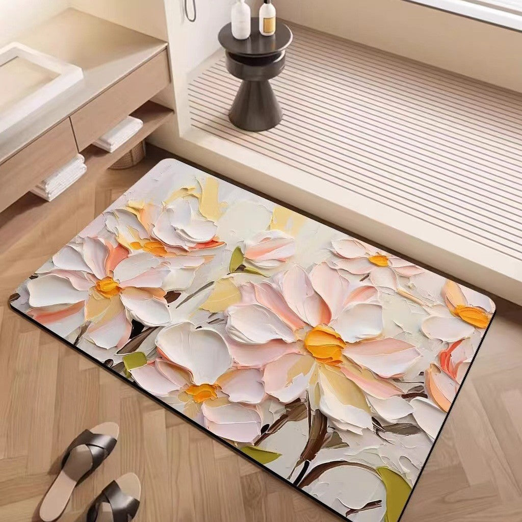 Luxury Textured Floral Bath Mat Bowlift