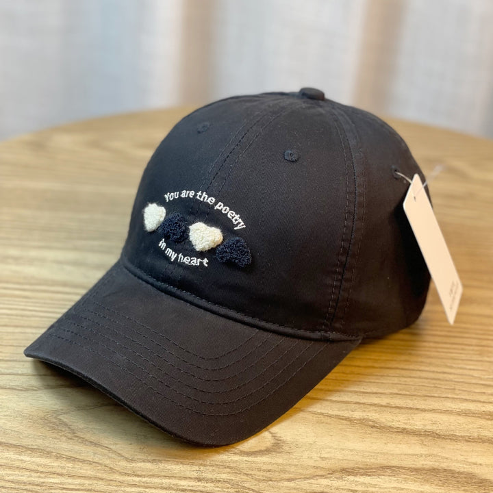 Women's Embroidered Heart Motif Baseball Cap Bowlift