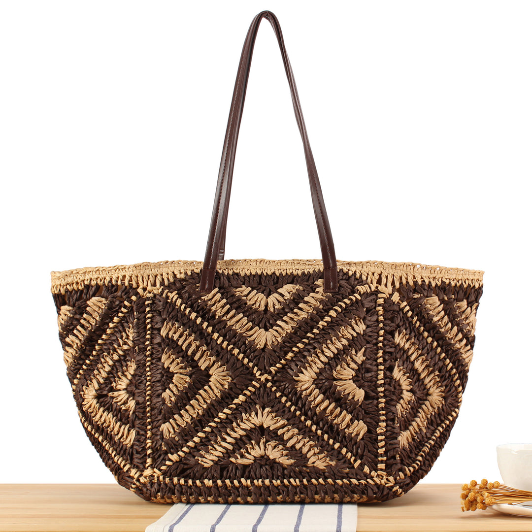 Large Beach Bag Made of Woven Bast Bowlift