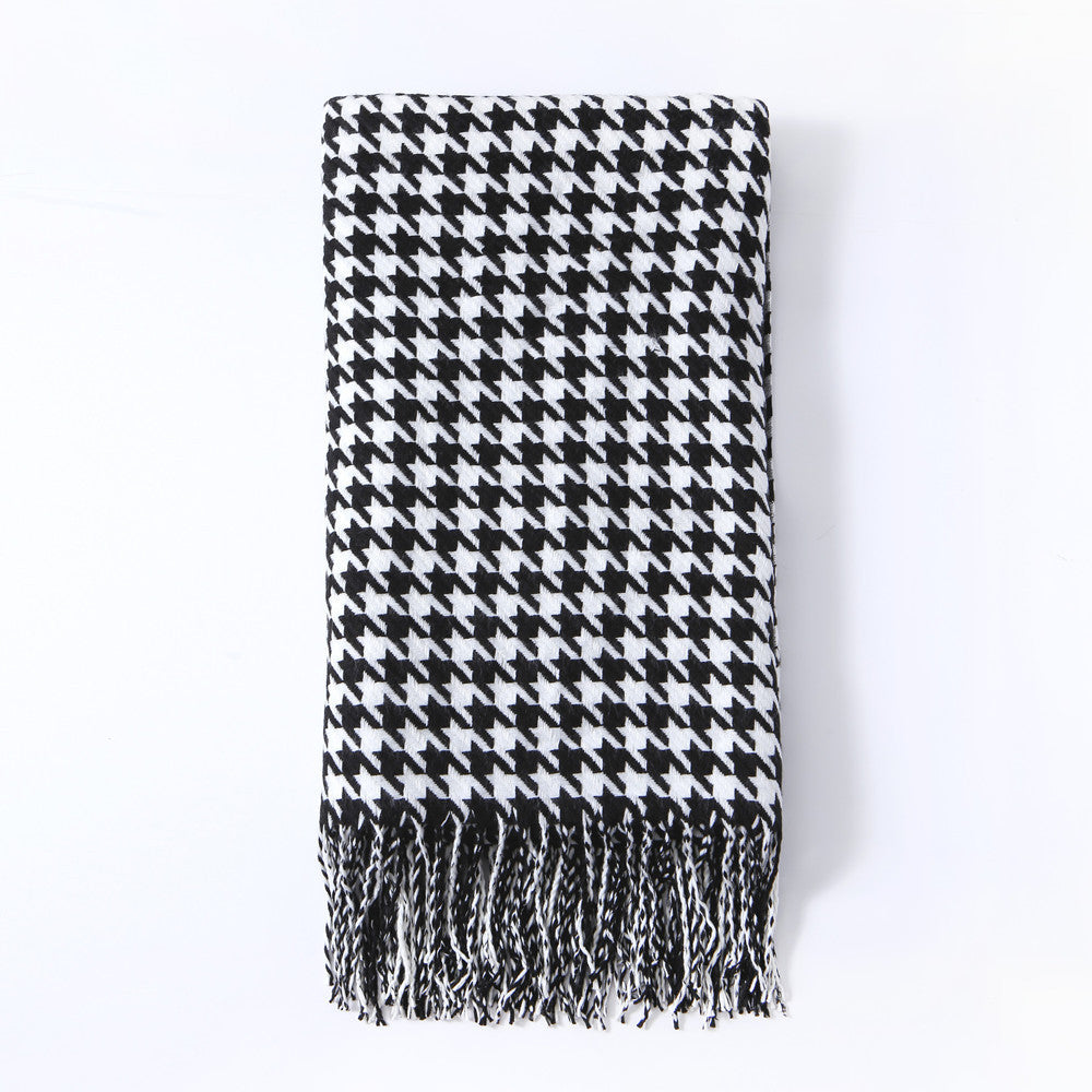 Stylish Houndstooth Pattern Throw Blanket Bowlift