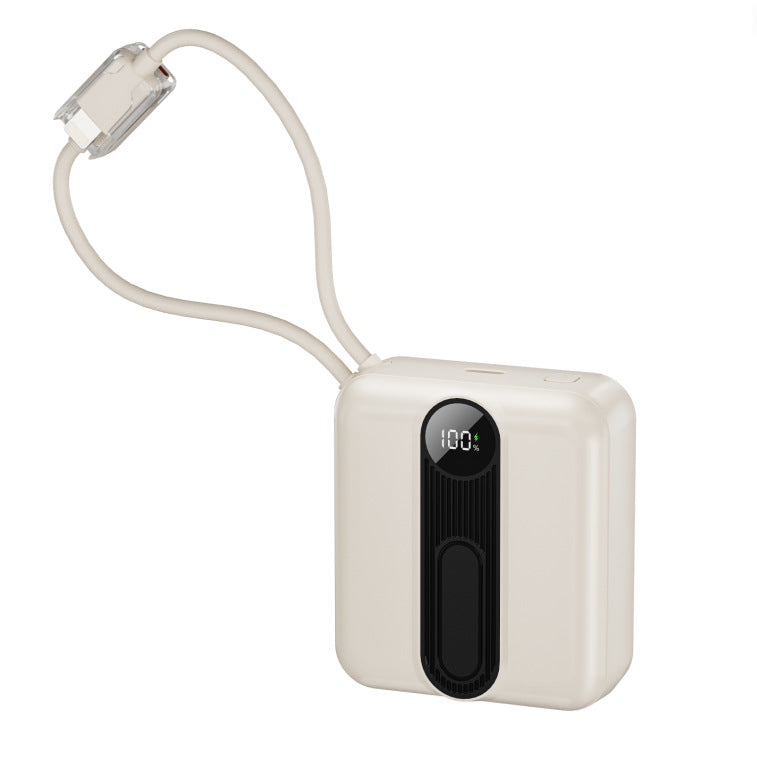 Portable power bank with integrated fast charging cables and digital charging status indicator Bowlift