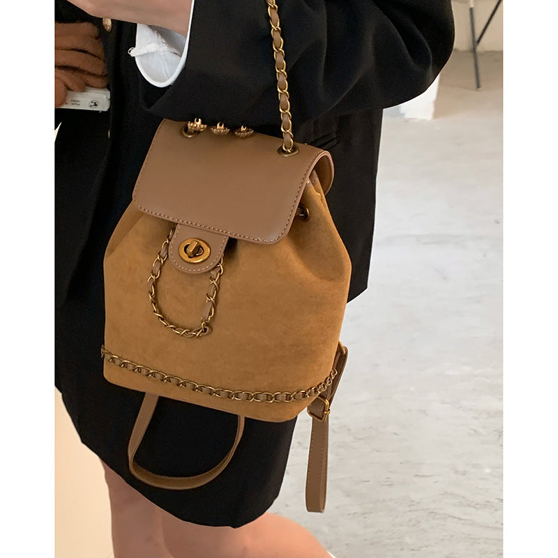 Chic Suede Drawstring Backpack Bowlift