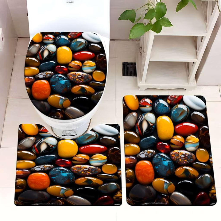 Decorative Pebble Bathroom Mat Set Bowlift