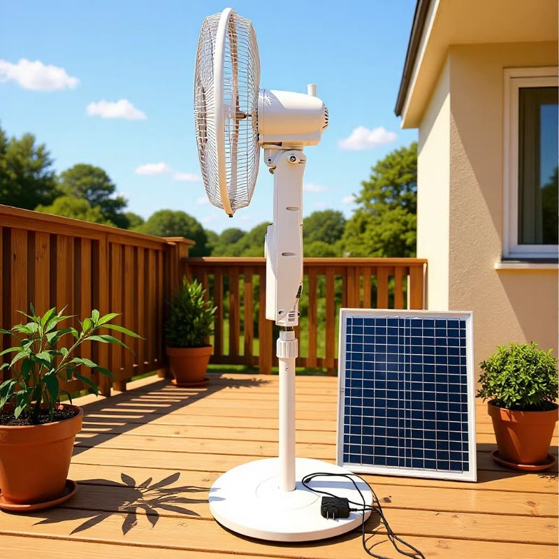 Unisex Solar-Powered Stand Fan with Smart Control Bowlift