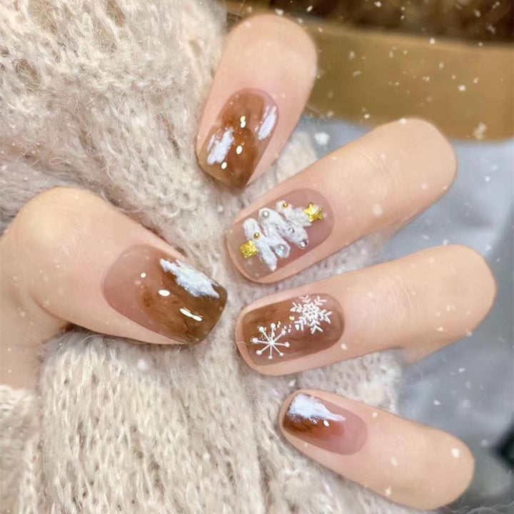 Festive Winter-Themed Press-On Nail Set Bowlift