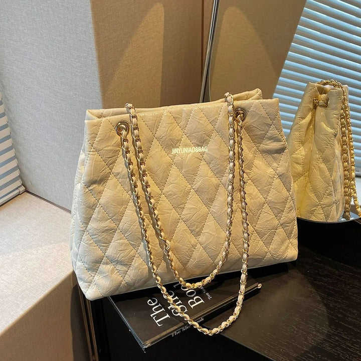 Quilted Chain-Handle Handbag Bowlift