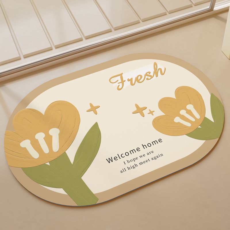 Charming Floral Welcome Mat Bowlift