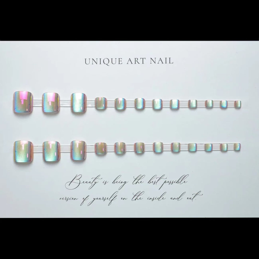 Artistic Holographic Press-On Nail Tips Bowlift