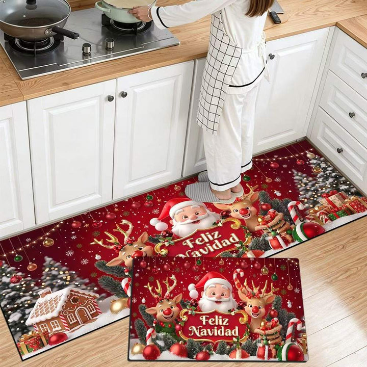Festive Christmas Themed Kitchen Mat Bowlift
