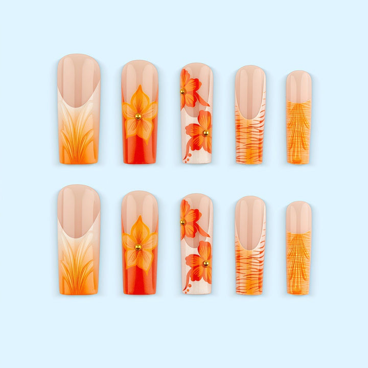 Nail art with floral accents and glitter Bowlift