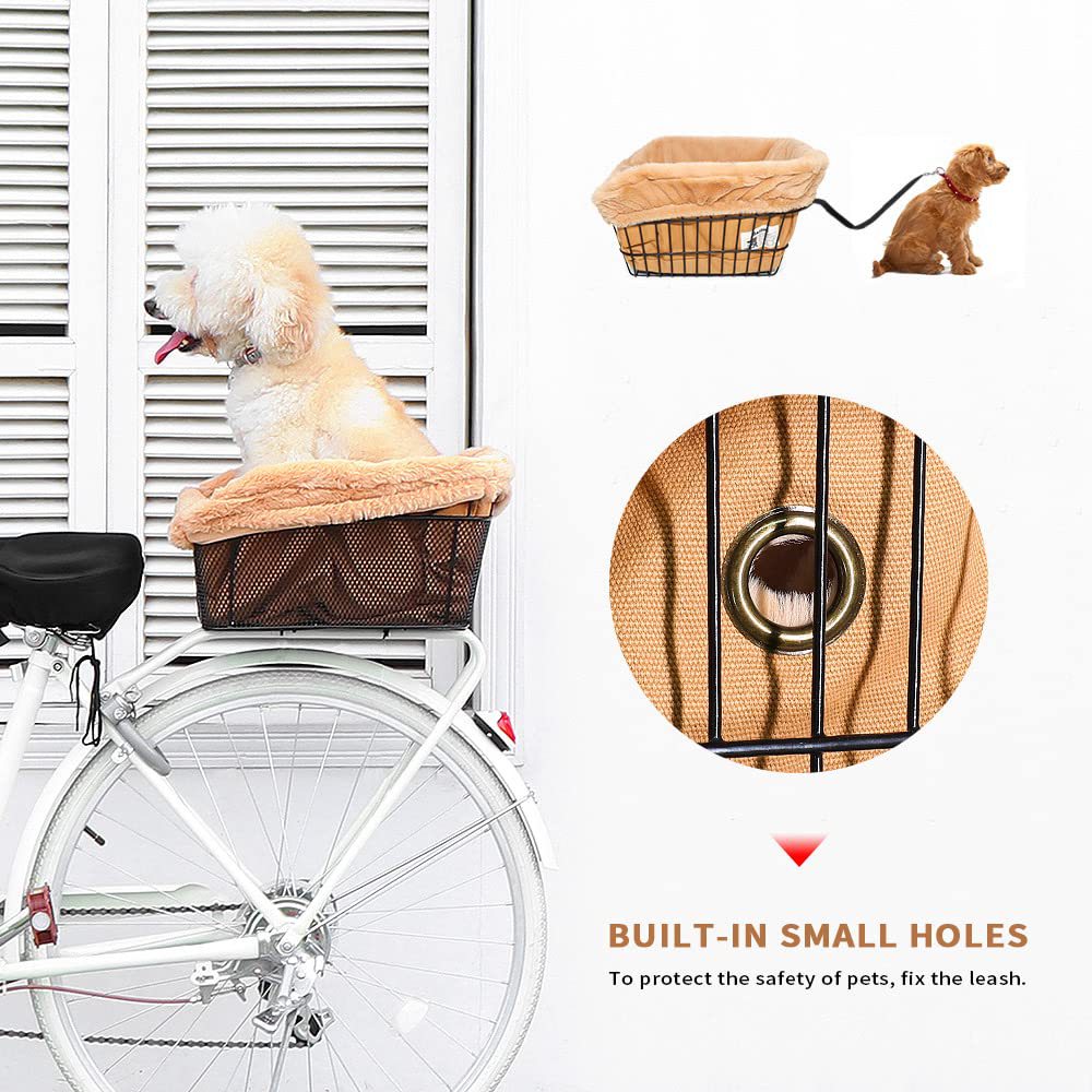 plush lined front bicycle pet basket with secure harness and waterproof liner Bowlift