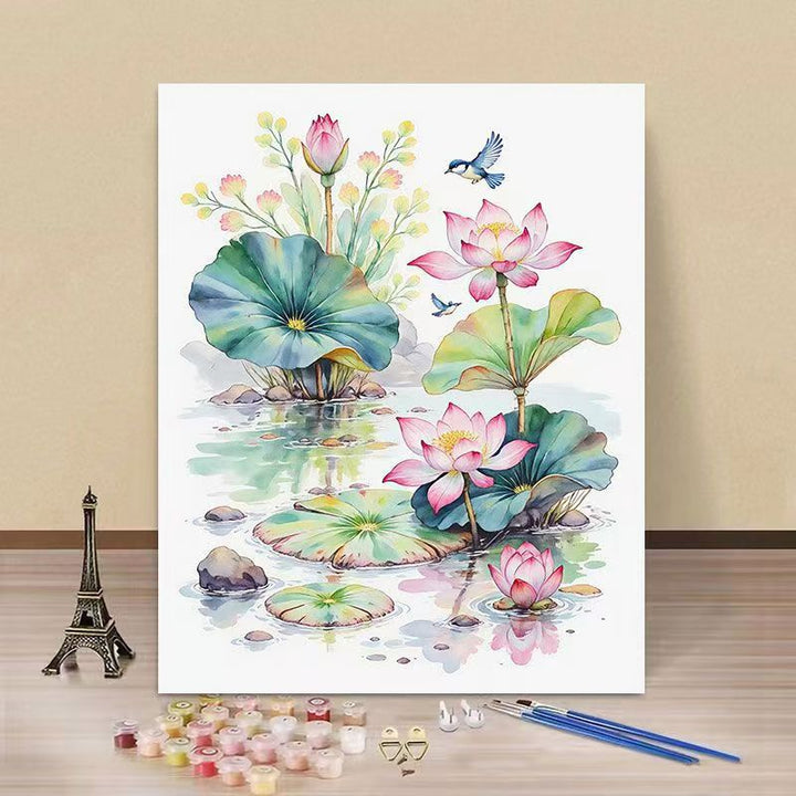 DIY Water Lily and Kingfisher Paint by Numbers Art Kit Bowlift