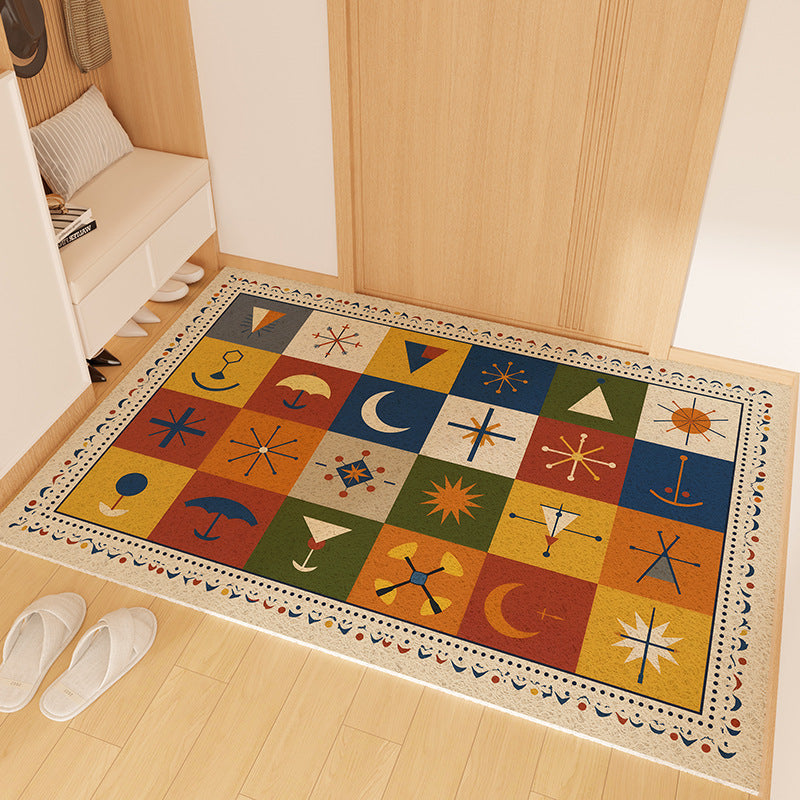 Playful Striped Dog Print Welcome Mat Bowlift