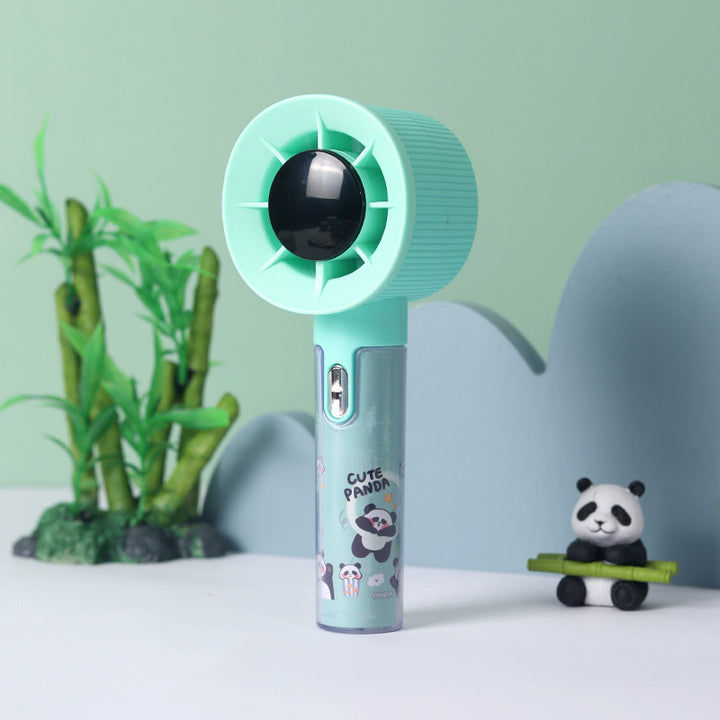 Unisex portable hand fan with integrated moisture container and cute panda design Bowlift