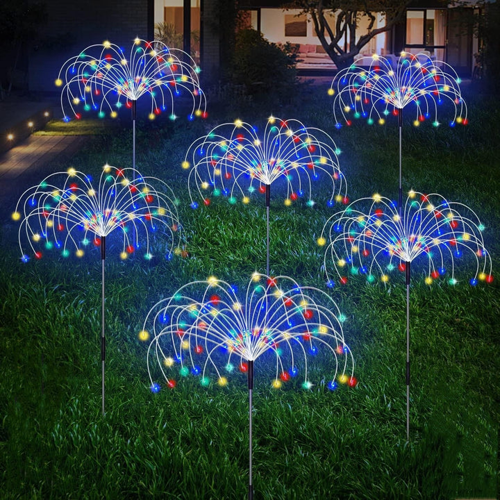 Solar-Powered Fiber-Optic Dandelion Garden Stake Lights With Waterproof LED Fireworks Effect Bowlift
