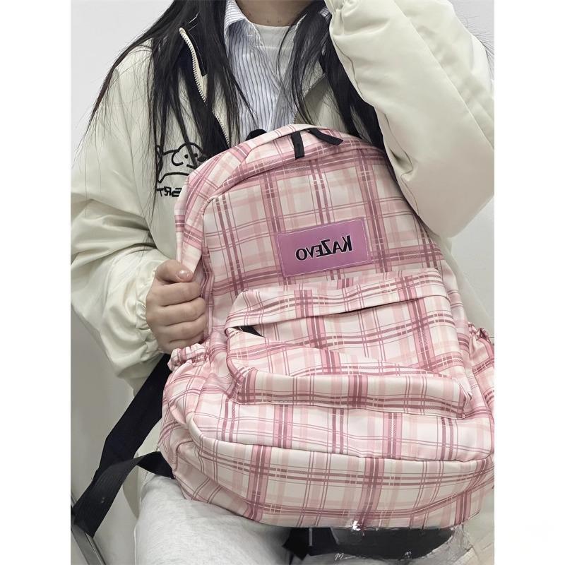 Stylish Plaid Patterned Laptop Backpack Bowlift