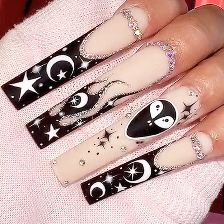 Celestial-Themed Press-On Nail Art Bowlift
