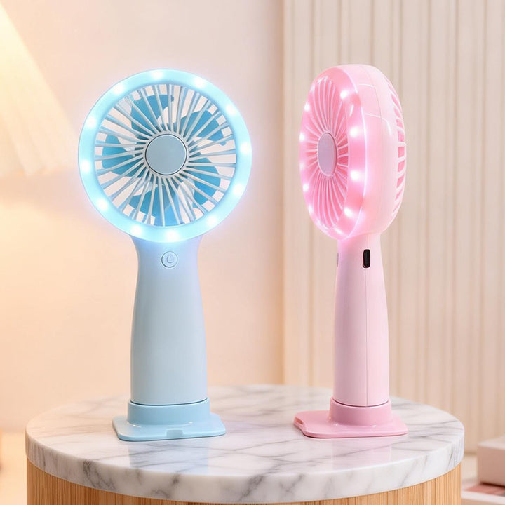 Ladies portable hand fan with LED lighting and USB connection Bowlift