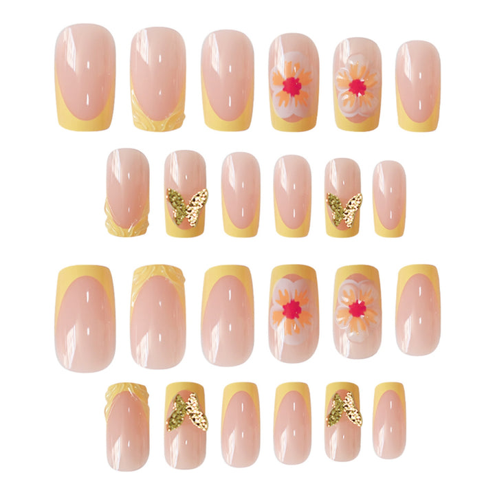Artistic Floral Press-On Nail Design Bowlift