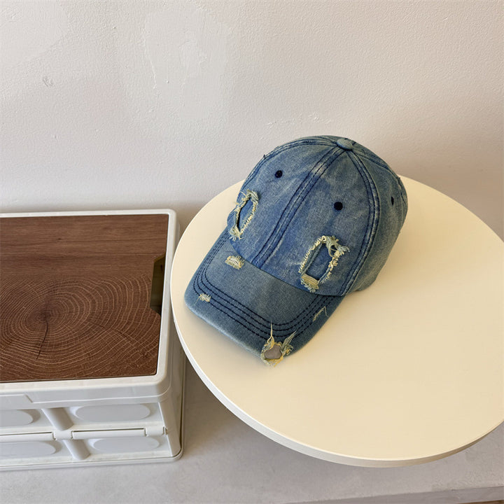 Men's Distressed Denim Baseball Cap Bowlift 1783921899