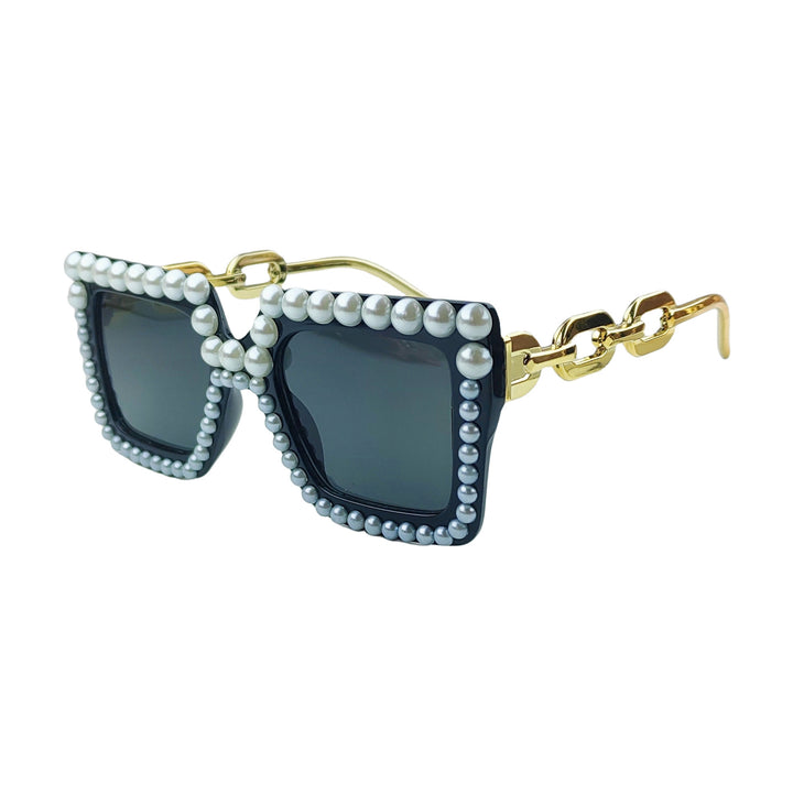 Women's Fashion Square Sunglasses with Chain Decoration Bowlift
