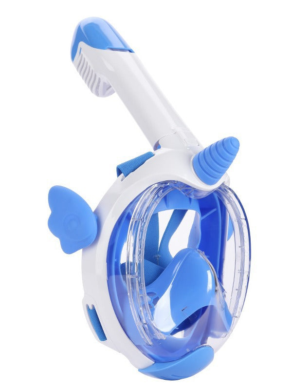 Diving mask with curved field of view and flexible silicone frame Bowlift