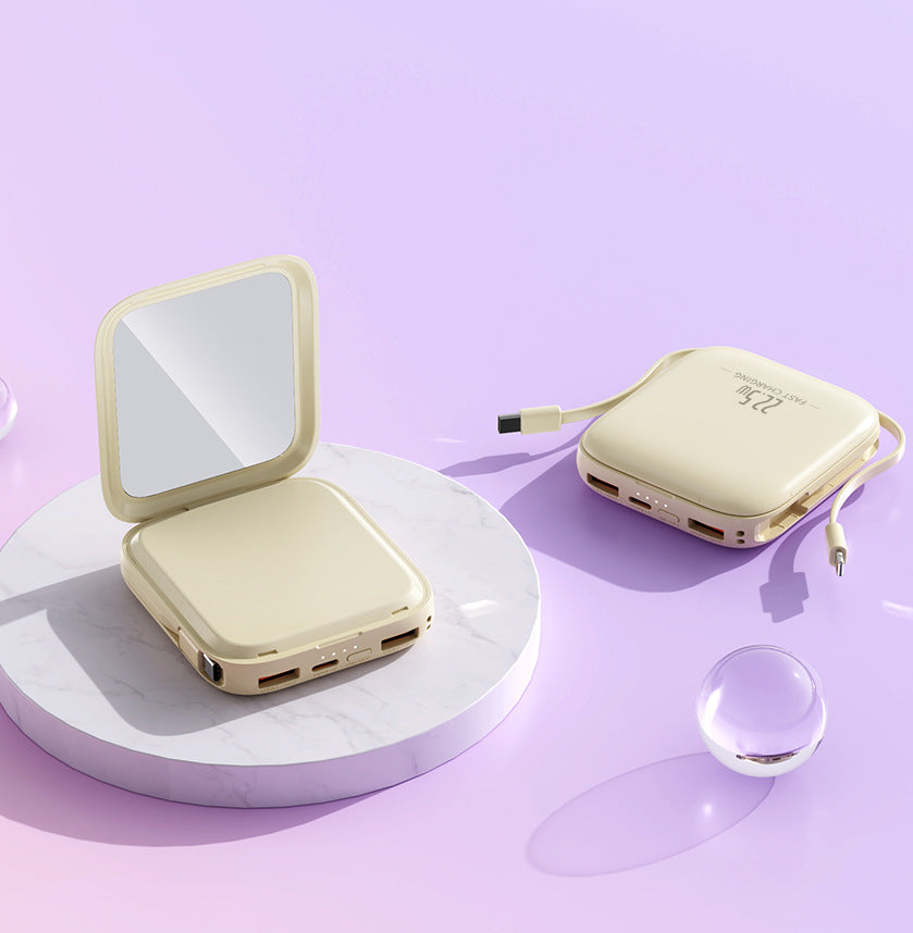 Portable cosmetic power bank with integrated mirror Bowlift