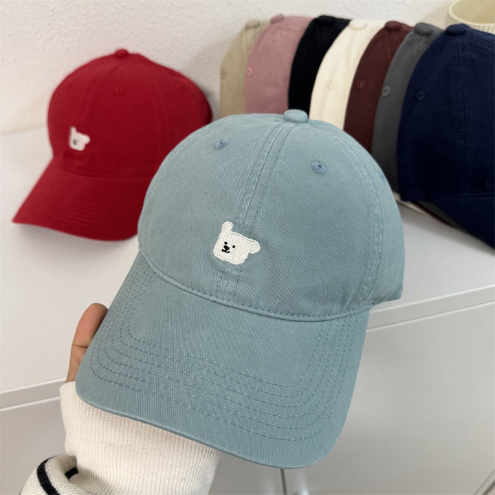 Women's Cute Embroidered Bear Cap Bowlift