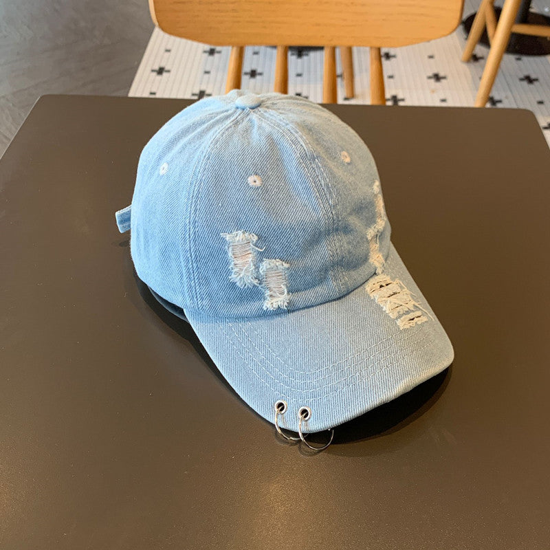 Unisex Distressed Cotton Adjustable Baseball Cap Bowlift