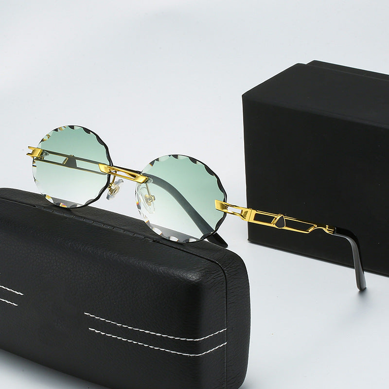 Ladies round sunglasses with unique wave design and high-quality metal frame Bowlift