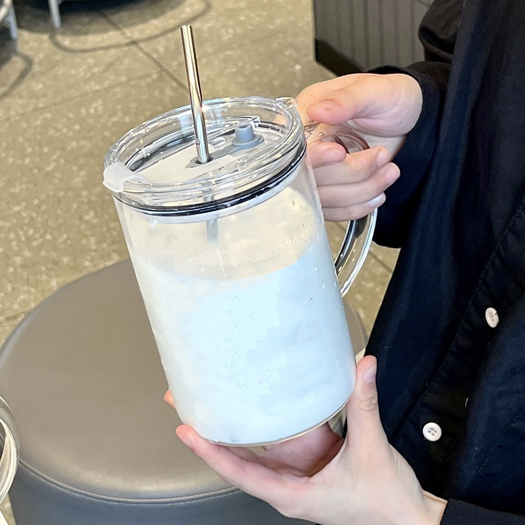 Ladies Multifunctional Glass Pitcher with Lid and Straw Bowlift