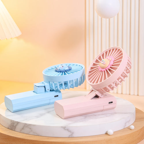 Ladies portable hand fan with cute lion motif Bowlift